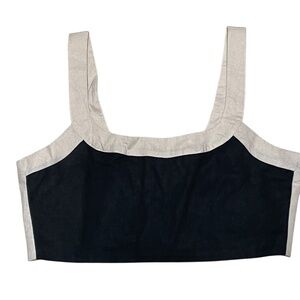 7 For All Mankind Black & Cream Linen Top Size Large NWT